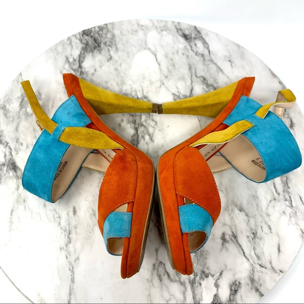 Sacha London Pasha Suede Colorful Sandals 6 Cocktail Resortwear Cruisewear Fun - Picture 7 of 15